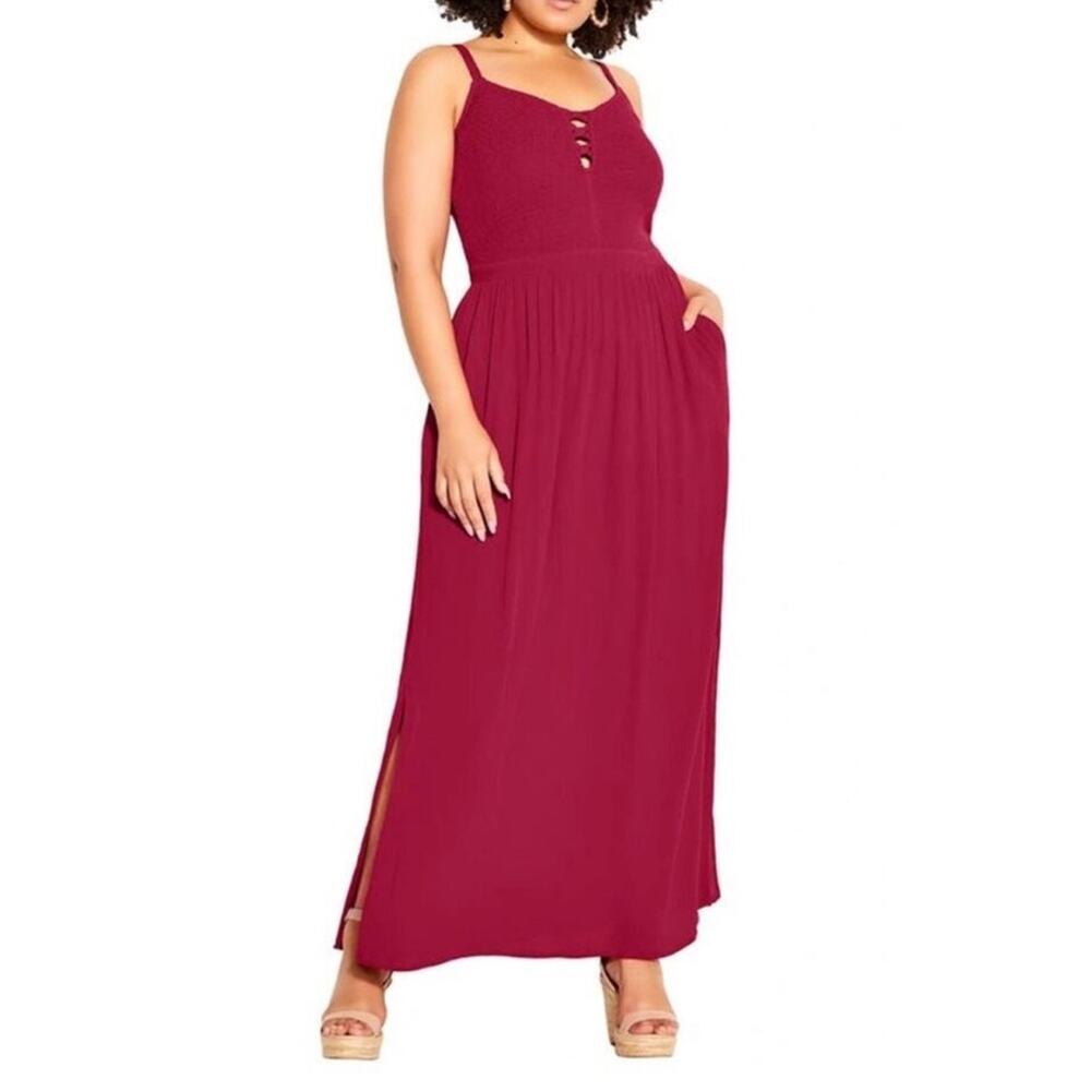 NWT City chicโ riviera maxi dress smocked rhubarb sz 20